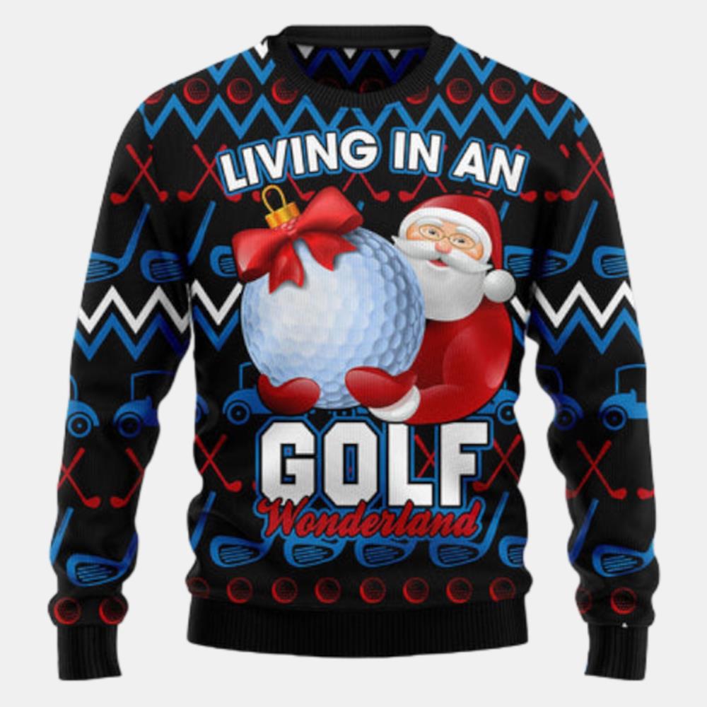 Santa Clause Golf Wonderland Ugly Sweater