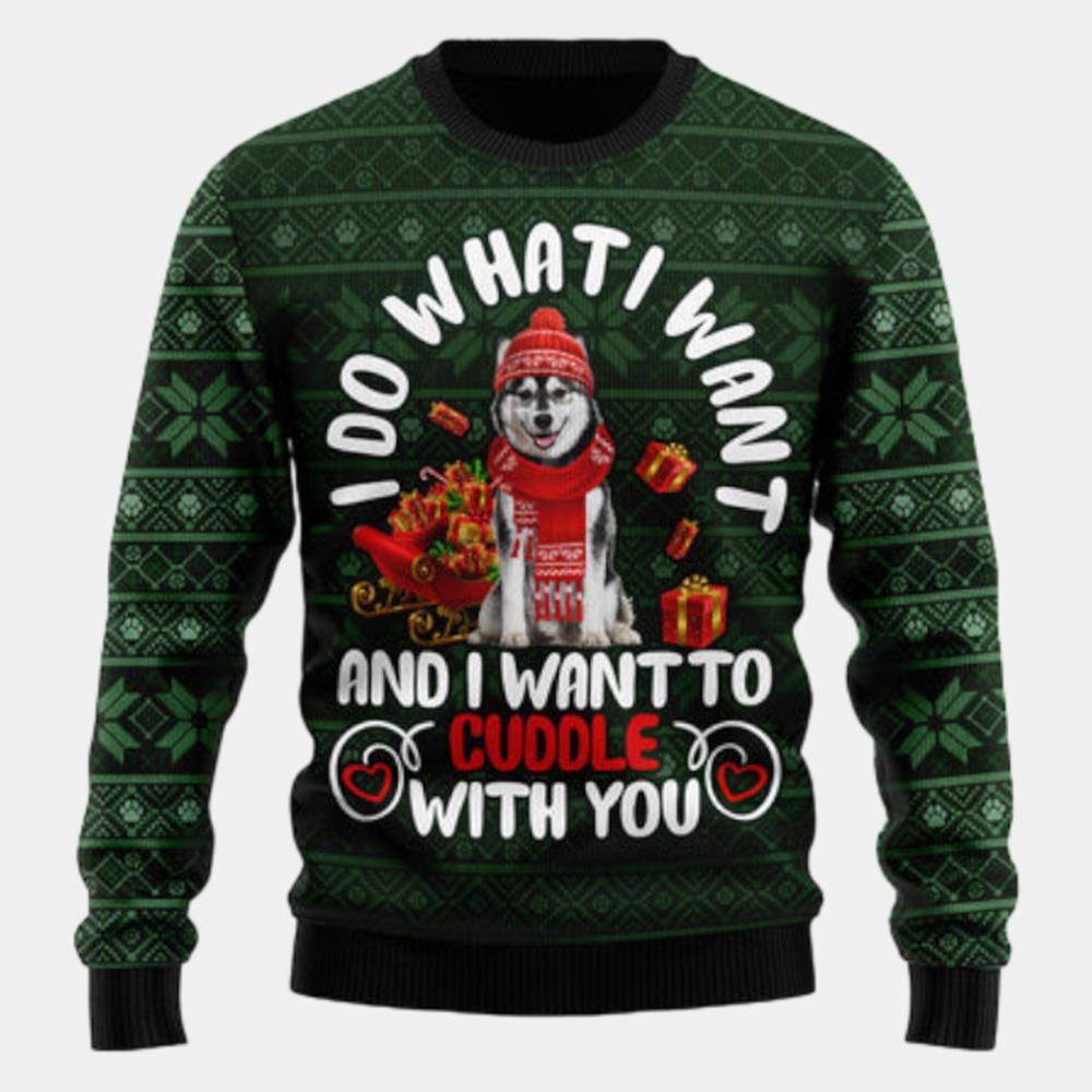 Siberian Husky I Want Ugly Sweater