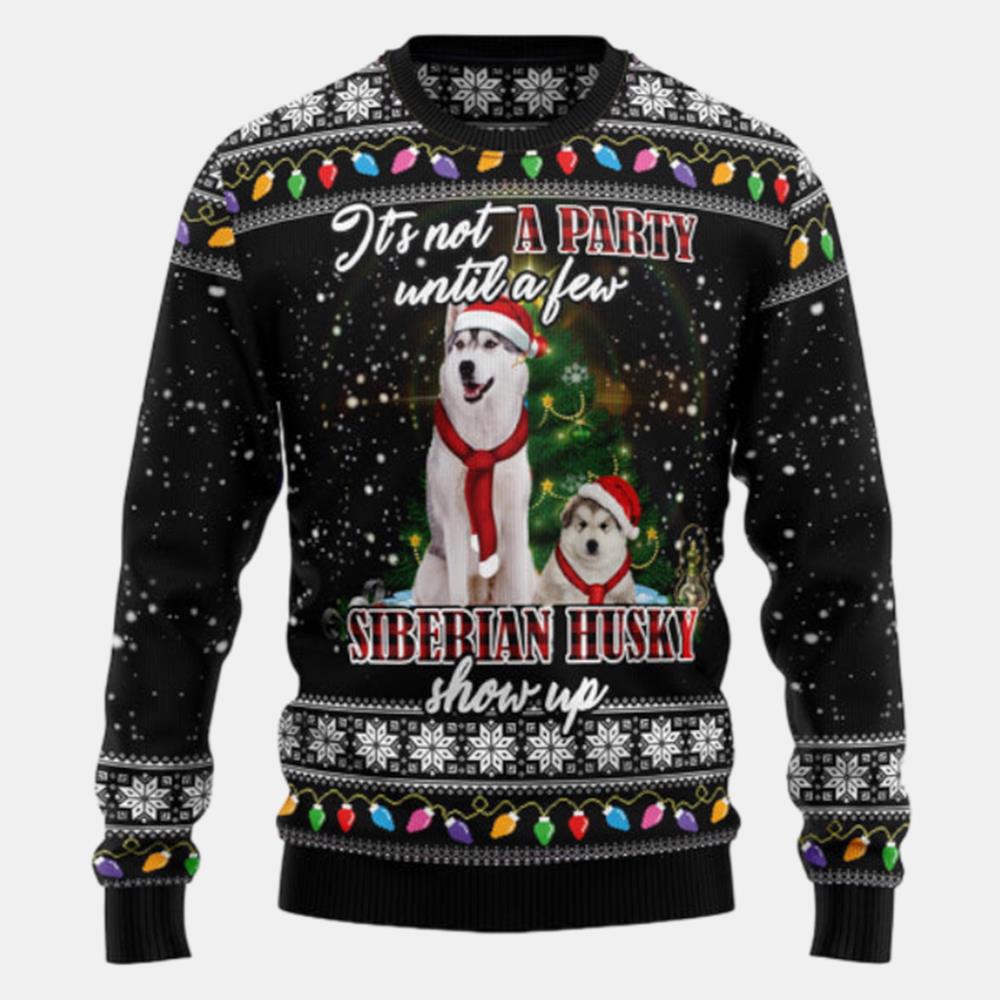 Siberian Husky Show Up Ugly Sweater