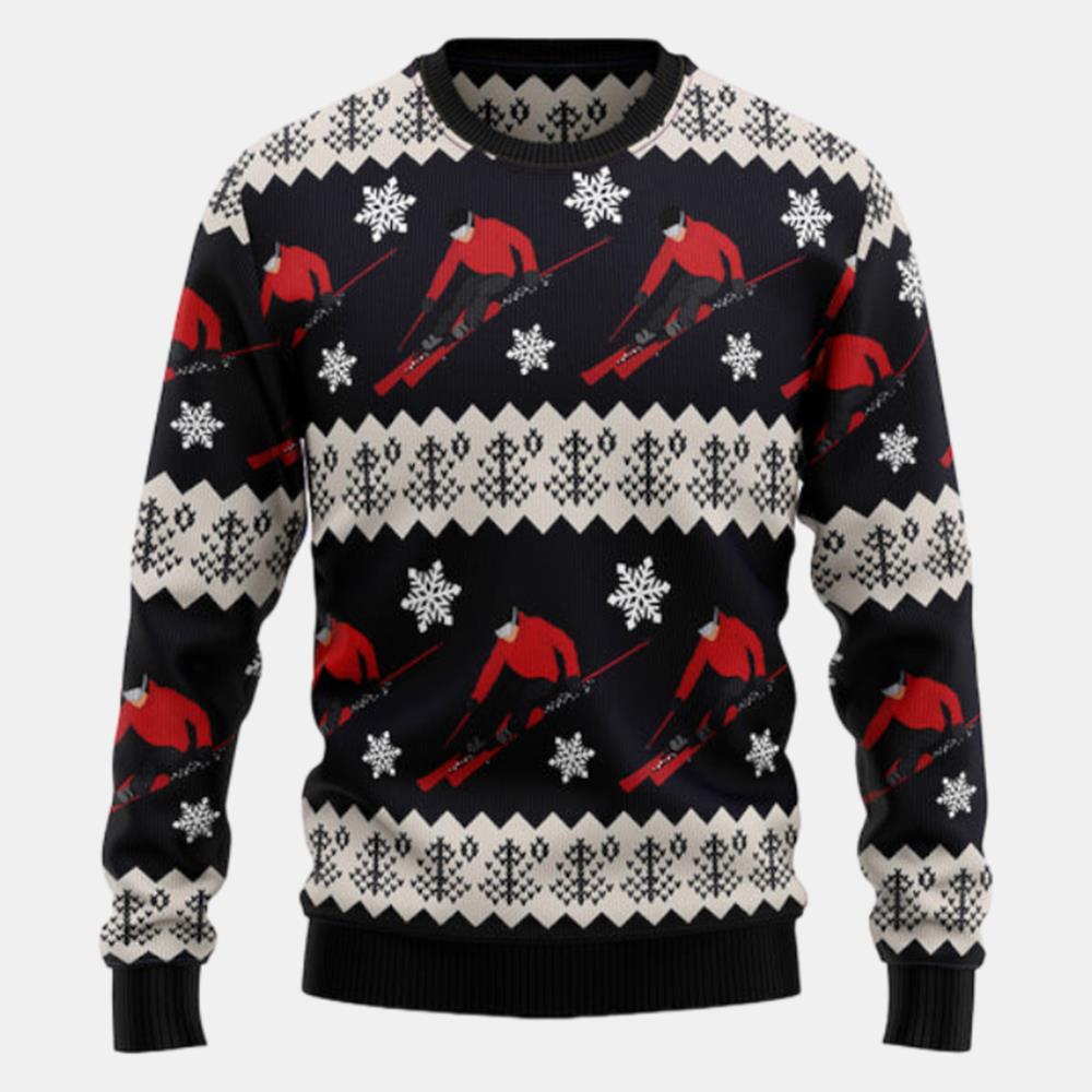 Skiing Christmas Ugly Sweater