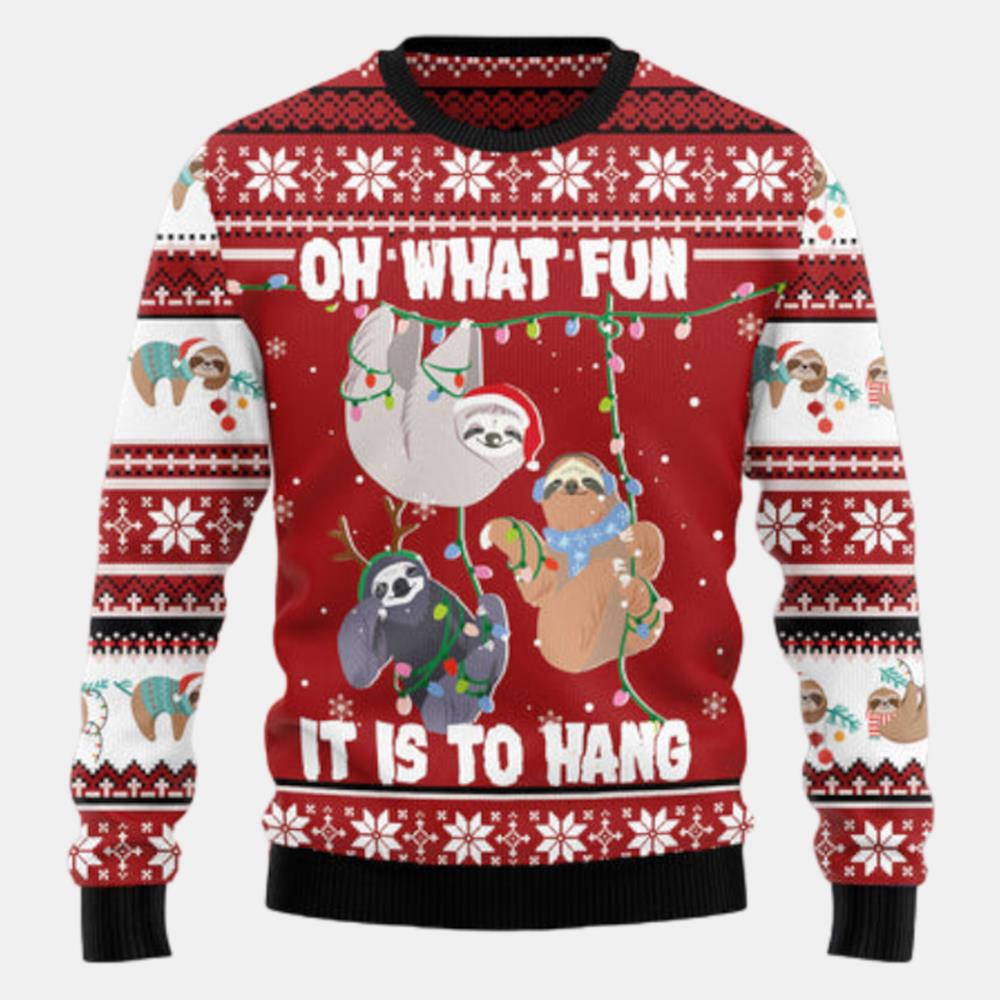 Sloth Oh What Fun Ugly Sweater