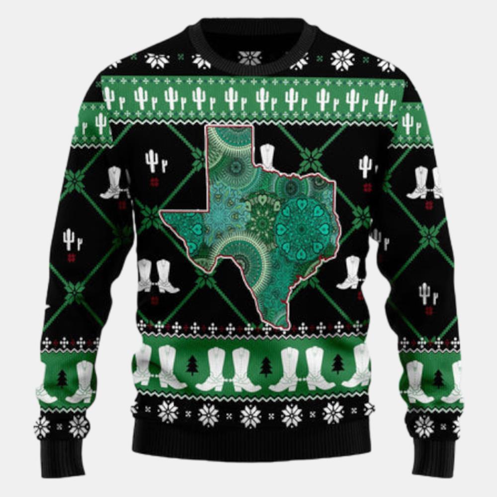 Texas Usa Symbols Pattern Ugly Sweater