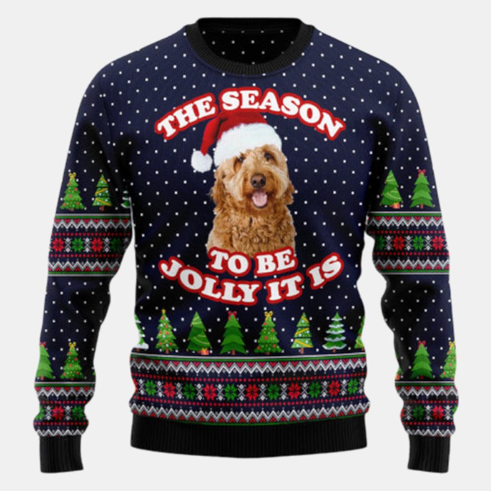 The Season To Be Jolly Goldendoodle Ugly Sweater