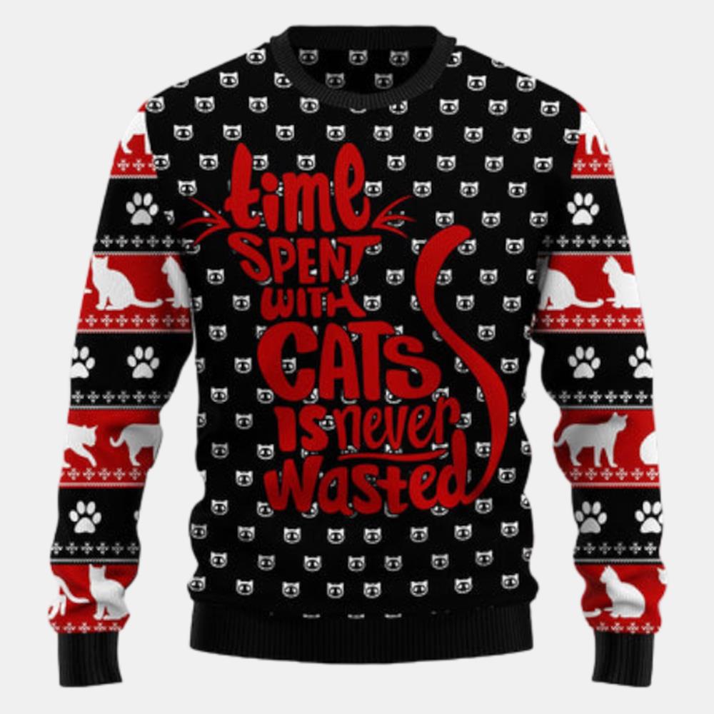 Time With Cat Christmas Ugly Sweater