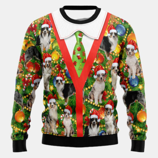 Australian Shepherd Xmas Pine Ugly Sweater