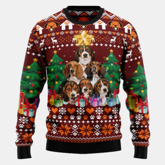Basset Hound Pine Tree Ugly Sweater