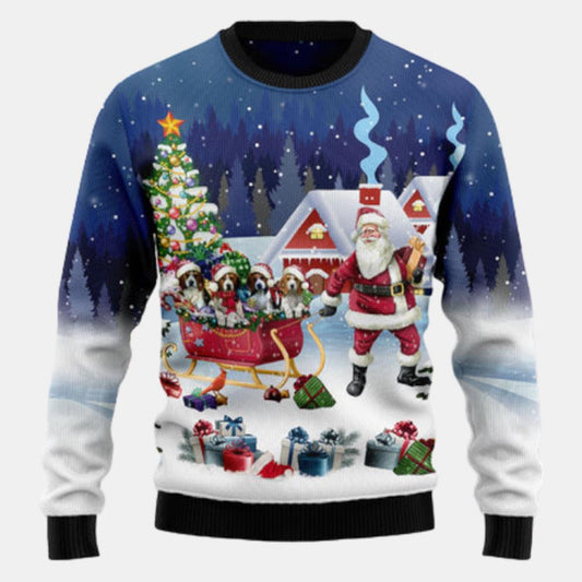 Beagle Santa Sled Ugly Sweater