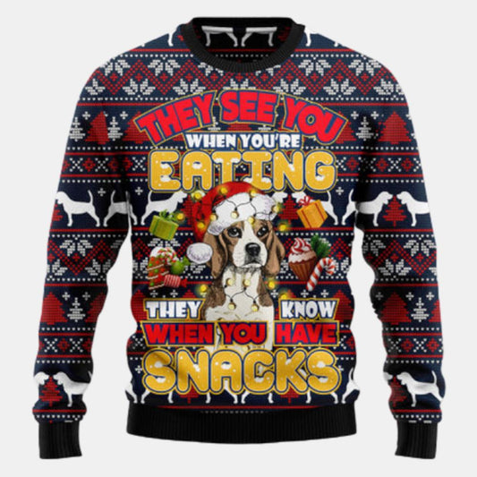 Beagle They Know When You Have Snacks Ugly Sweater