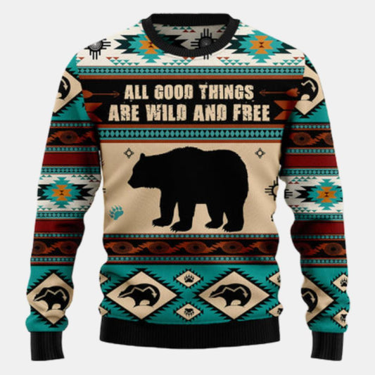 Bear Wild And Free Ugly Sweater