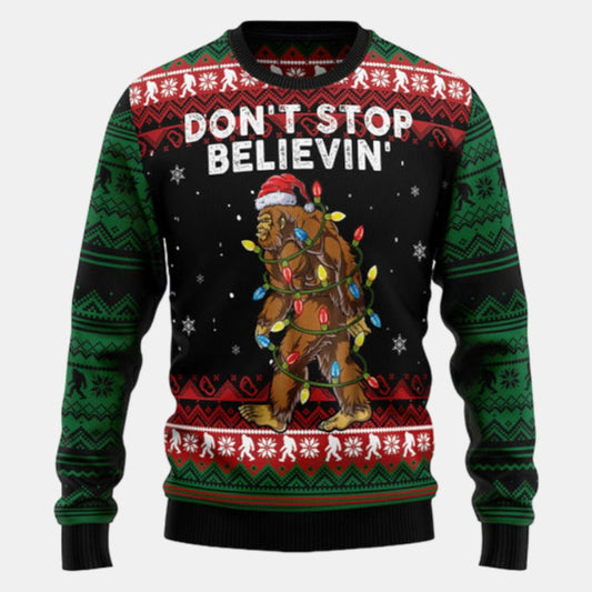 Bigfoot Dont Stop Believing Ugly Sweater