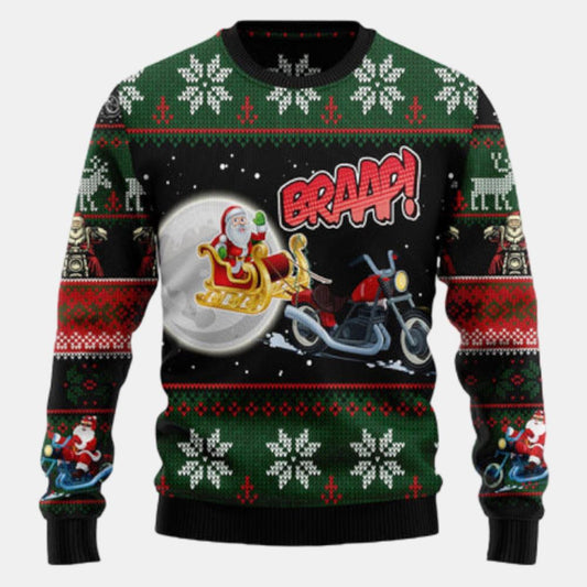 Biker Santa Xmas Ugly Sweater