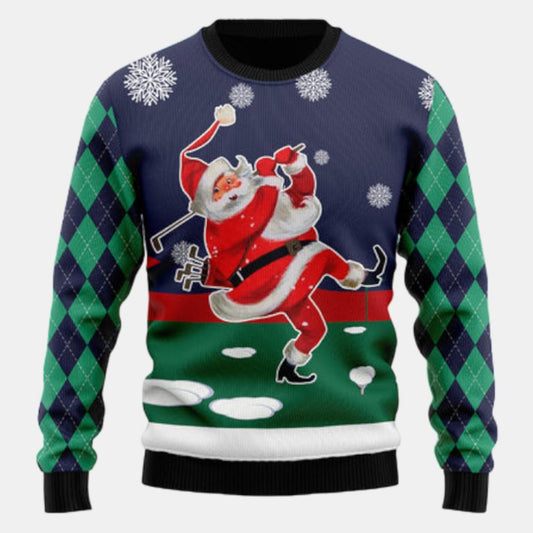 Santa Golfer Ugly Sweater