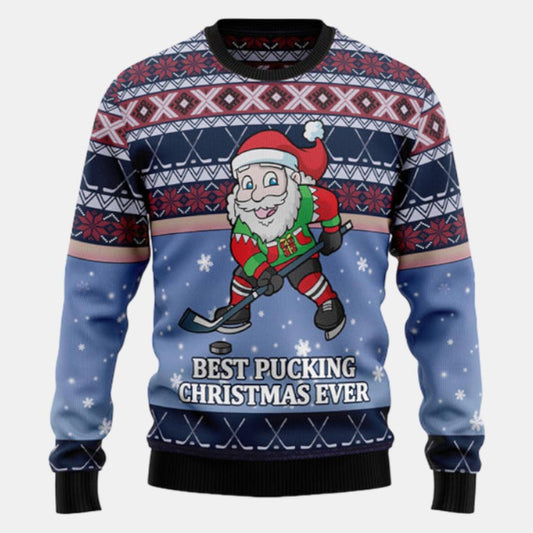 Santa Hockey Ugly Sweater