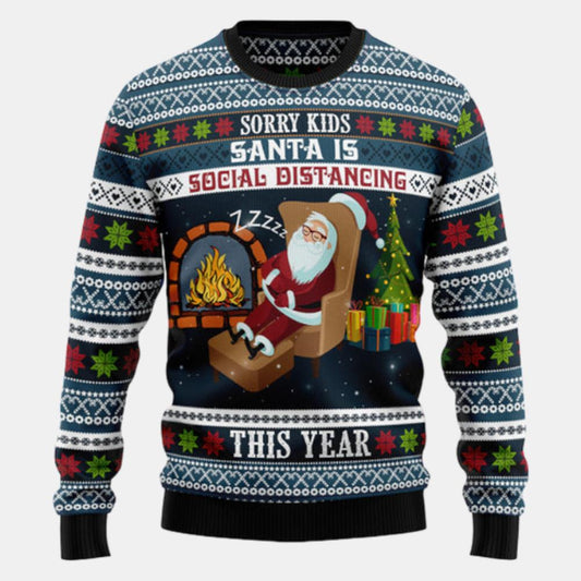 Santa Is Social Distancing Ugly Sweater