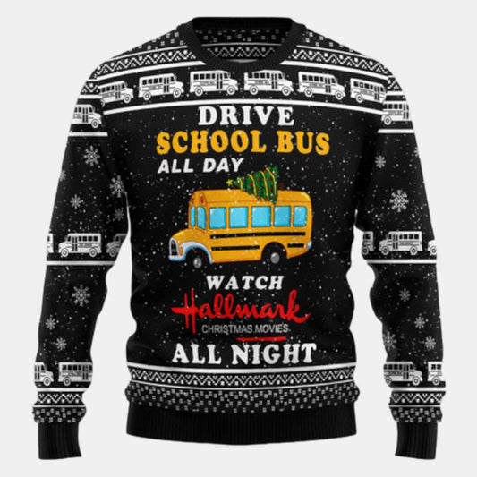 School Bus All Day Ugly Sweater