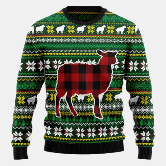 Sheep Red Plaid Ugly Sweater