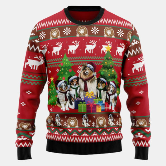 Shetland Sheepdogs Family Snow Ugly Sweater
