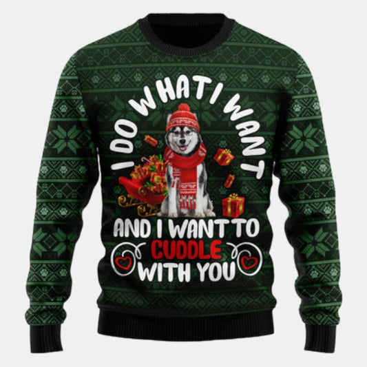Siberian Husky I Want Ugly Sweater