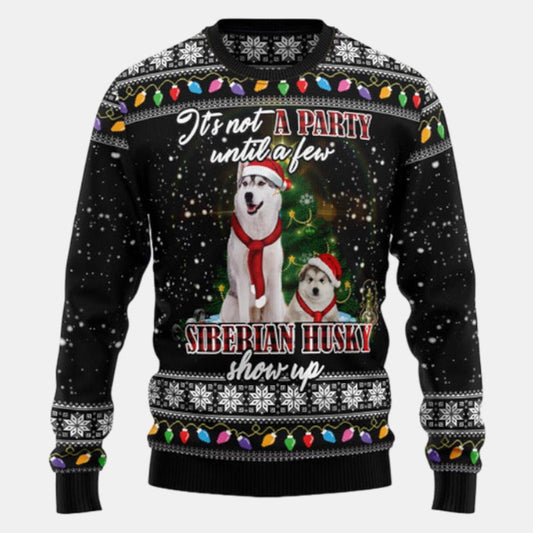Siberian Husky Show Up Ugly Sweater