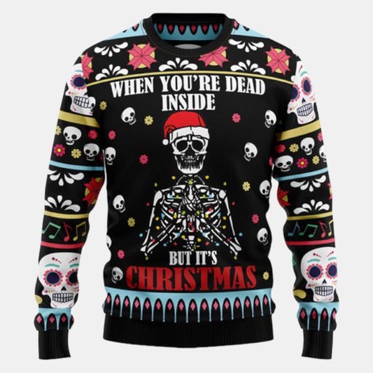 Skull Christmas Inside Ugly Sweater