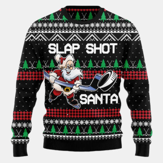 Slap Shot Santa Ugly Sweater