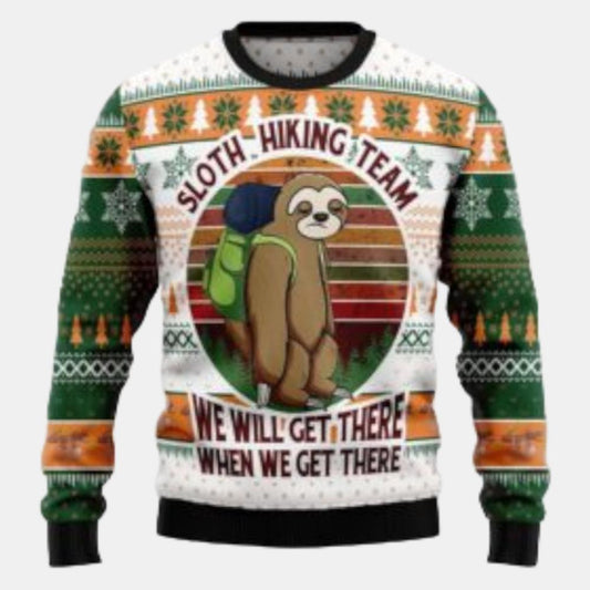 Sloth Hiking Team Ugly Sweater