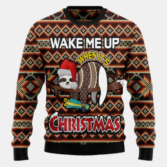 Sloth Wake Me Up When Its Christmas Ugly Sweater