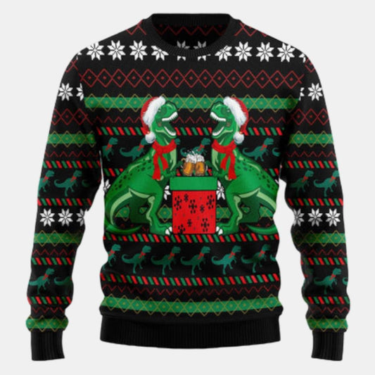 T Rex Drink Ugly Sweater