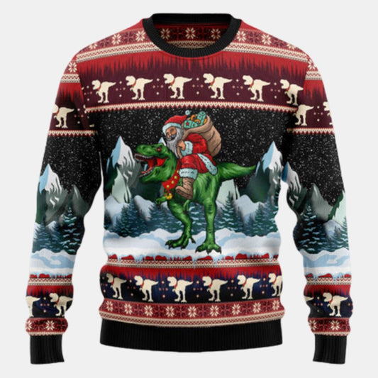 T Rex Santa Clause Ugly Sweater