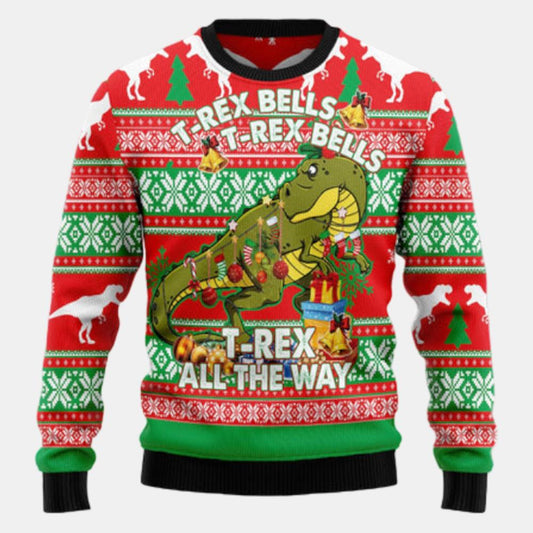 T Rex Tree Christmas Ugly Sweater