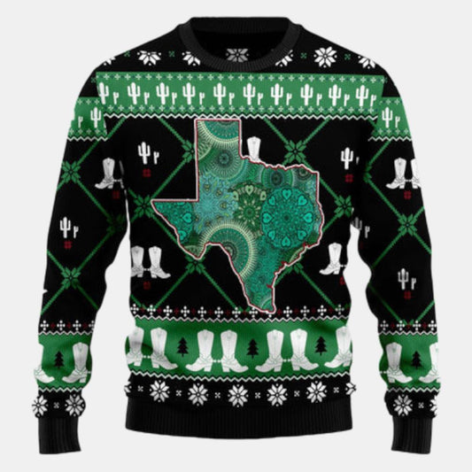 Texas Usa Symbols Pattern Ugly Sweater
