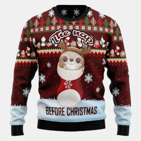 The Nap Before Christmas Sloth Ugly Sweater