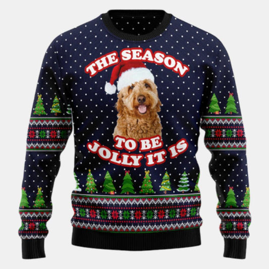 The Season To Be Jolly Goldendoodle Ugly Sweater