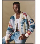 Nautical Graphic Patchwork Cardigan