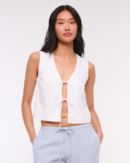 Tie-Front Linen-Blend Vest