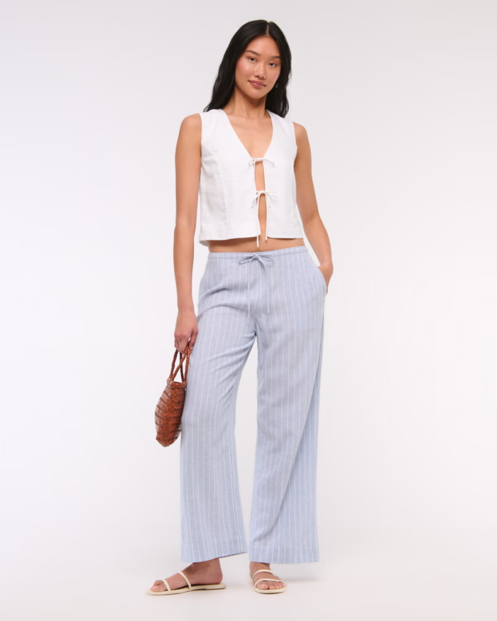 Tie-Front Linen-Blend Vest - Image 3