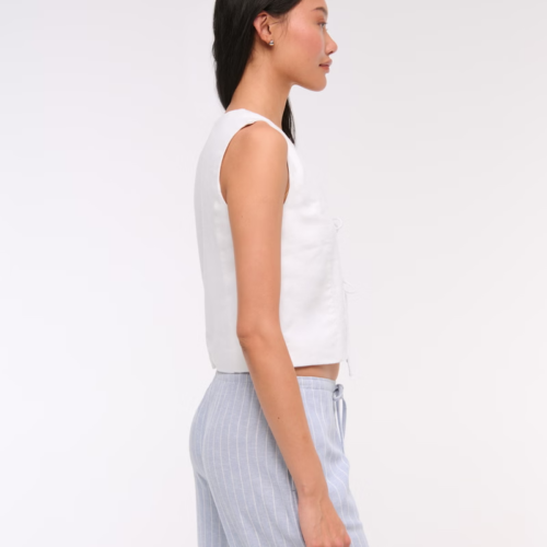Tie-Front Linen-Blend Vest