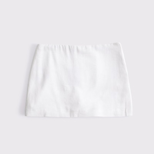 Mid Rise Linen-Blend Mini Skort