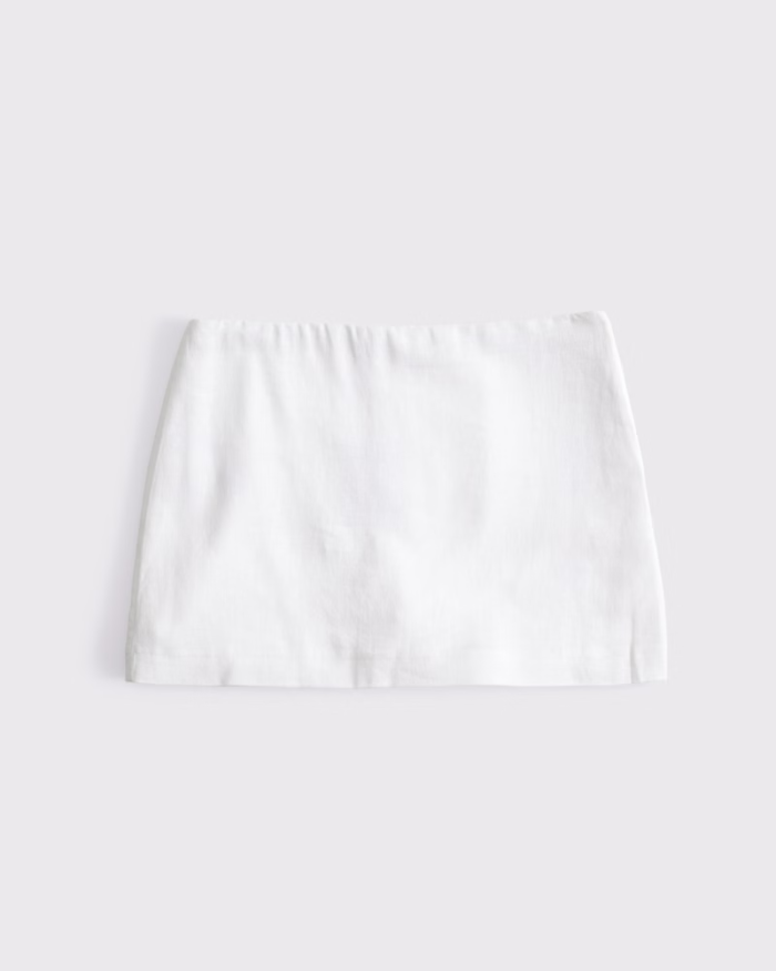 Mid Rise Linen-Blend Mini Skort