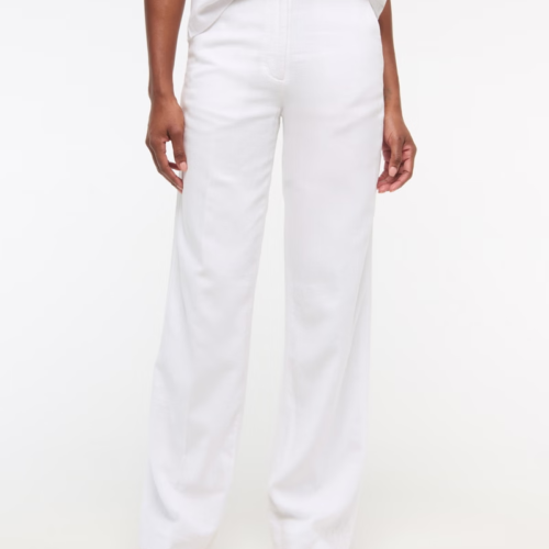 Tailored Linen-Blend Wide Leg Pants