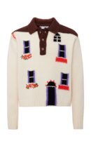 Cable Patchwork Johnny Collar Sweater Polo